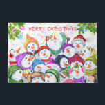 Happy Snowmans Christmas Doormat<br><div class="desc">Christmas Doormats with Happy Snowmans Merry Christmas Party Funny Drawing Cartoon Snowman Celebration Doormat - Customizable - or Choose / Add Your Unique Text / Font / Color - Make Your Special Gift - Resize and move or remove and add elements / image with Customization tool ! - Drawing and...</div>
