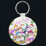 Happy Snowmans Christmas Keychain Custom Text<br><div class="desc">Christmas Keychains with Happy Snowmans Christmas Party Funny Drawing Snowman Keychain and Text - Customizable - or Choose / Add Your Unique Text / Font / Color - Make Your Special Gift - Resize and move or remove and add elements / image with Customization tool ! - Drawing and Design...</div>