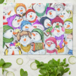 Happy Snowmans Christmas Party Kitchen Towel<br><div class="desc">Happy Snowmans Merry Christmas Party Funny Drawing Cartoon Snowman Celebration - Choose / Add Your Unique Text / Font / Color - Make Your Special Gift - Resize and move or remove and add elements / image with customization tool ! - Drawing and Design by MIGNED. You can also transfer...</div>