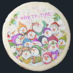Happy Snowmans Christmas Sugar Cookie<br><div class="desc">Christmas Sugar Cookies with Happy Snowmans Merry Christmas Party Funny Drawing Cartoon Snowman and Text - or Choose / Add Your Unique Text / Font / Color - Make Your Special Gift - Resize and move or remove and add elements / image with customization tool ! - Drawing and Design...</div>