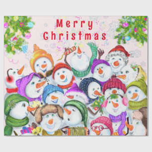 Happy Snowmans Christmas Wrapping Paper
