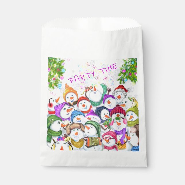 Happy Snowmans Merry Christmas Favor Bag Part (Front)