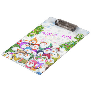 Happy Snowmans Merry Christmas Party Clipboard