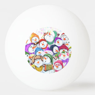 Happy Snowmans Merry Christmas Party Funny Drawing Ping Pong Ball