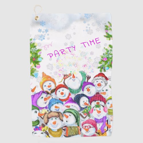 Happy Snowmans Merry Christmas Party Golf Towel