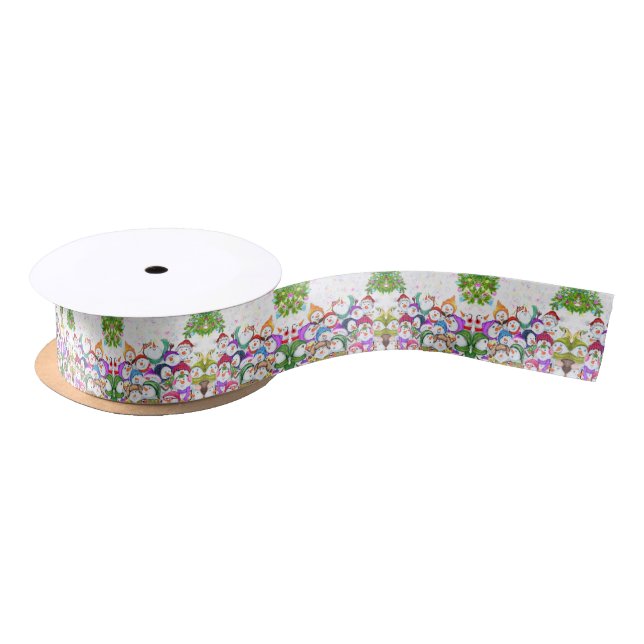 Happy Snowmans Merry Christmas Party Ribbon (Spool)