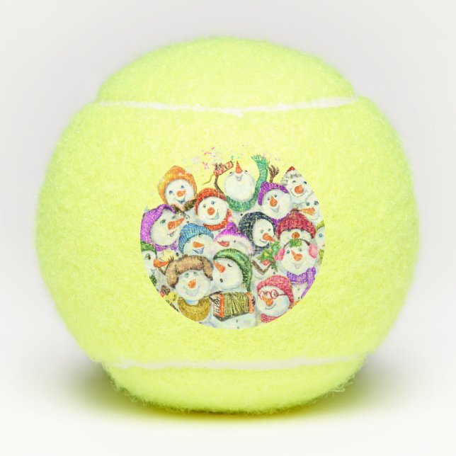 Happy Snowmans Merry Christmas Tennis Balls (Front)
