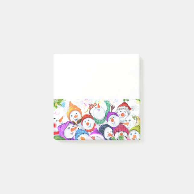 Happy Snowmans Party Christmas Post it Notes (Front)