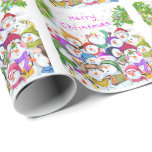 Happy Snowmans Party Christmas Wrapping Paper<br><div class="desc">Wrapping Paper with Happy Snowmans Merry Christmas Party Funny Drawing Cartoon Snowman and Text - Customizable - or Choose / Add Your Unique Text / Font / Color / Size - Make Your Special Gift Wrapping Paper - Resize and move or remove and add elements / image with Customization tool...</div>
