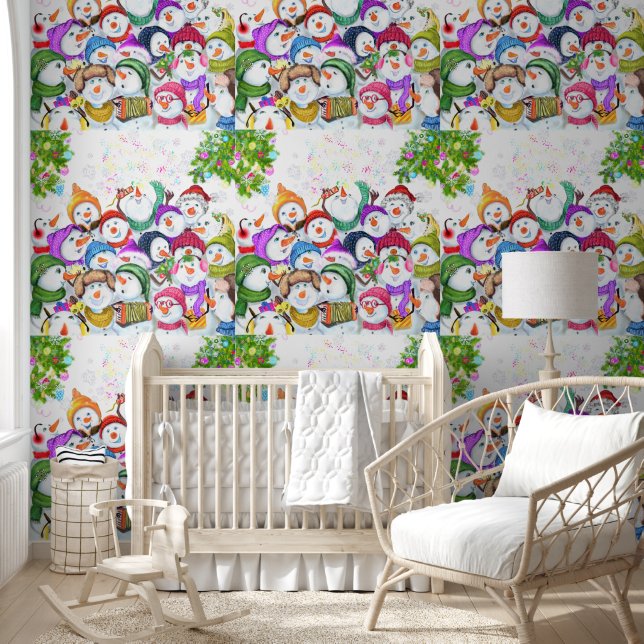 Happy Snowmans Party Funny Christmas Wallpaper (Kids)