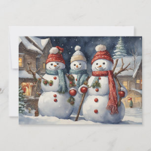 Happy Snowmen Christmas Holiday Card