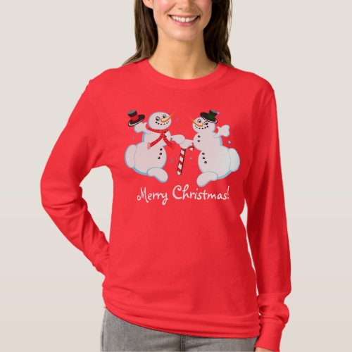 Happy Snowmen Christmas T_Shirt