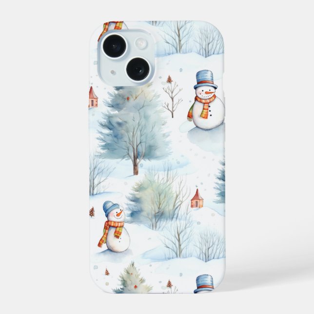 Happy Snowmen Pattern Iphone Case (Back)