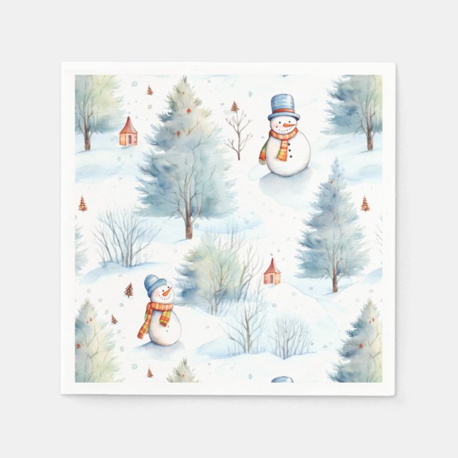 Happy Snowmen Pattern Napkins (Front)