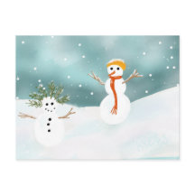 Happy Snowmen Postcard