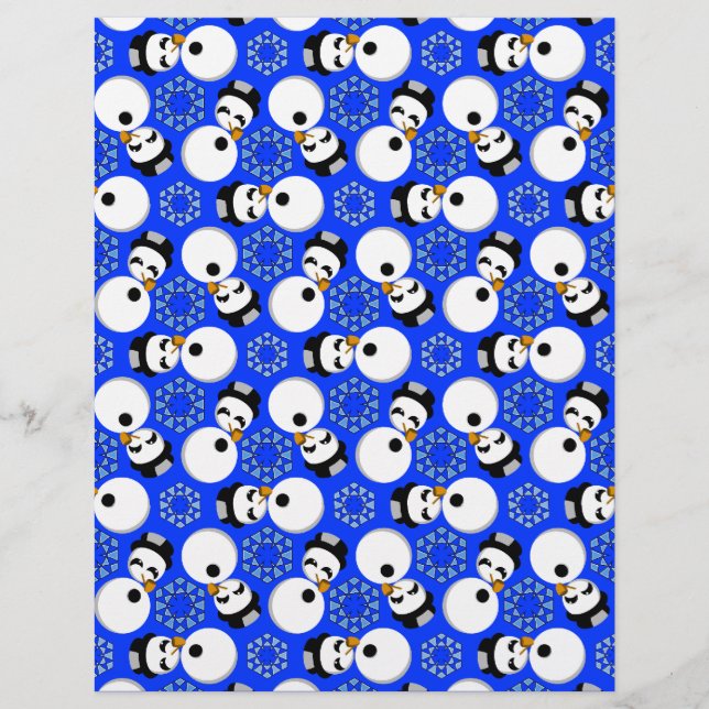 Happy Snowmen Redux Lg Any Color Scrapbook Paper (Front)