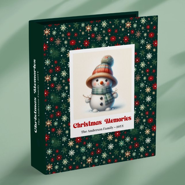 Happy snowy Christmas snowman personalized kids  3 Ring Binder (Happy snowy Christmas snowman personalized kids binder)