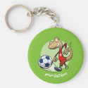 Happy Soccer Star Gecko Kicking Football Cartoon Keychain
