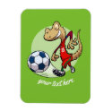 Happy Soccer Star Gecko Kicking Football Cartoon Magnet