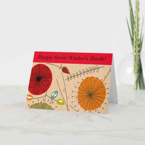 Happy Social Workers Month Floral Thank You Card