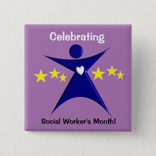 Happy Social Workers Month Purple Pinback Button