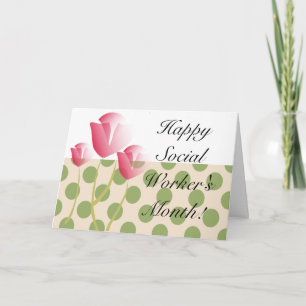 Happy Social Worker's Month Tulips II Letterpress Thank You Card