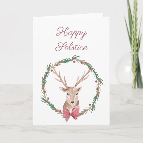Happy Solstice Deer Yule Greeting Card