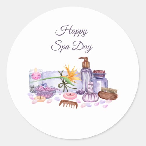 Happy Spa Day _ Collection of Spa Accessories Classic Round Sticker