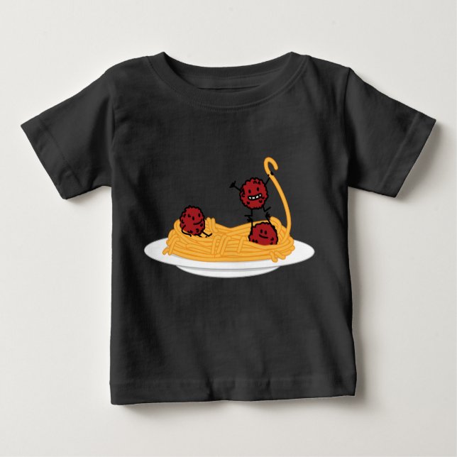 Happy Spaghetti and Meatballs Baby T-Shirt (Front)