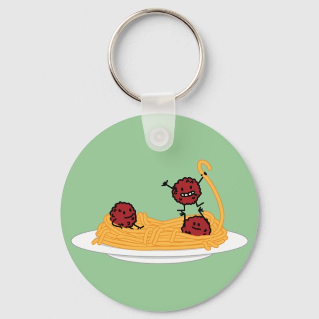 Happy Spaghetti and Meatballs Keychain (Front)