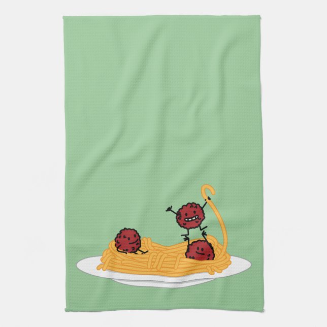 Happy Spaghetti and Meatballs Towel (Vertical)