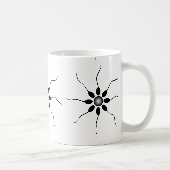 Happy Sperm fertilization. Black and white Coffee Mug (Right)