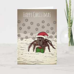 Happy Spider Christmas Card With Personalized Name