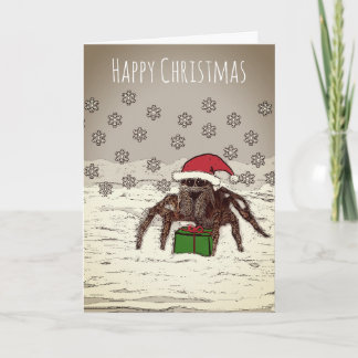Happy Spider Christmas Card With Personalized Name