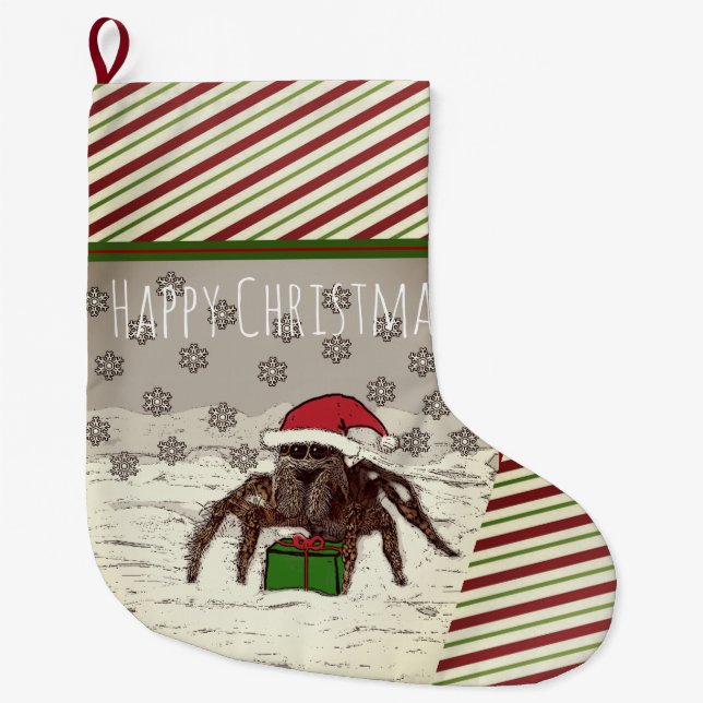 Happy Spider Personalized Christmas Stocking (Front)