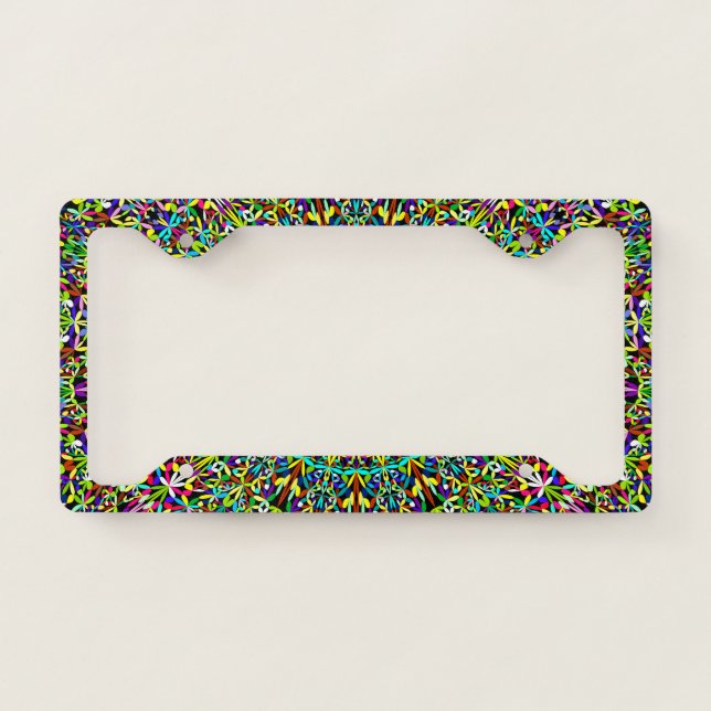 Happy Spiritual Garden Mandala License Plate Frame (Front)