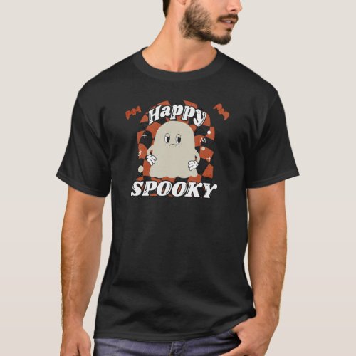  happy spooky _ boo halloween ghost groovy vintage T_Shirt