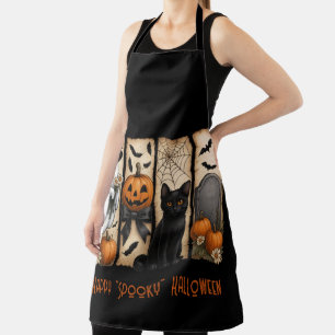 Happy "Spooky" Halloween Ghost Black Cat Apron