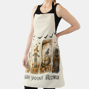 Happy "Spooky" Halloween Scarecrow Squirrel House Apron