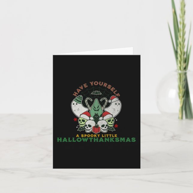 Happy Spooky HallowThanksMas Halloween Christmas F Card (Front)