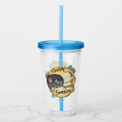 Happy Spooky Season  Halloween Camping Acrylic Tumbler