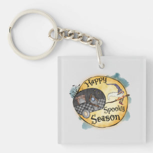 Happy Spooky Season Witch Camper Van Keychain
