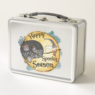 Happy Spooky Season Witch Camper Van Metal Lunch Box