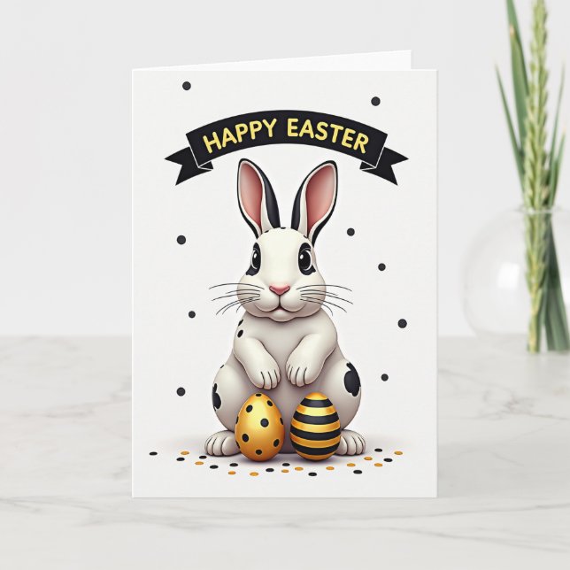 Happy Spotted Bunny Card (Front)