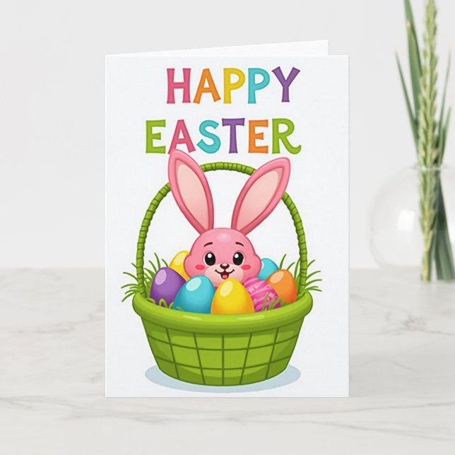Happy Spring Animal Basket Card (Front)