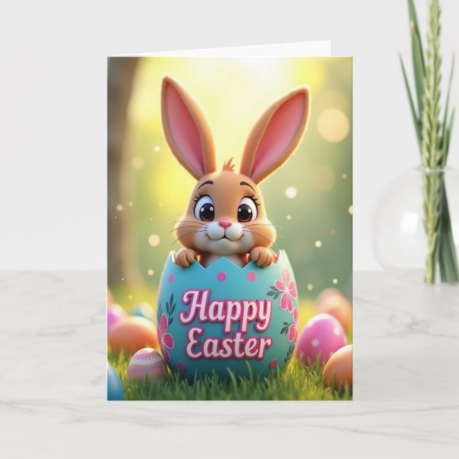 Happy Spring Animal Egg Card (Front)