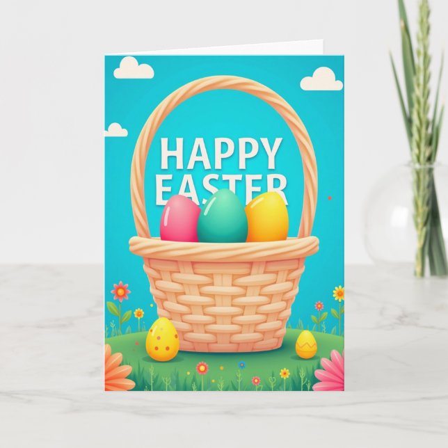 Happy Spring Basket Egg Card (Front)