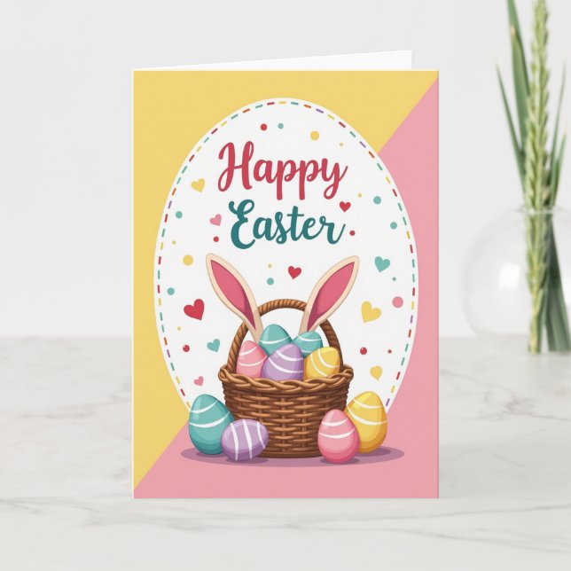 Happy Spring Basket Greeting Card (Front)