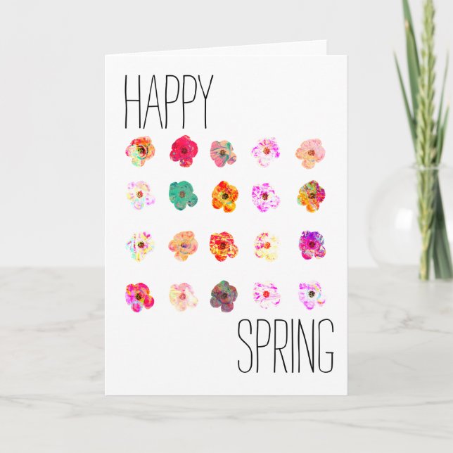 Happy Spring Bright Colorful Flowers Card (Front)
