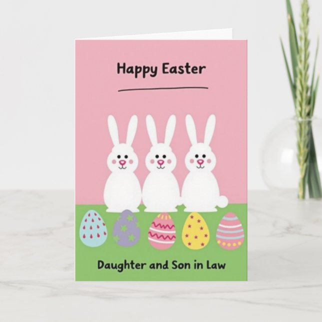 Happy Spring Bunny Eggs Card (Front)